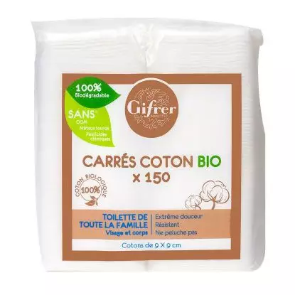 Gifrer Carrés coton Bio 9 x 9 cm - 150 unités