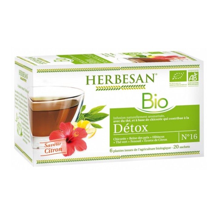Herbesan Infusion Détox saveur citron N°16 Bio - 20 sachets
