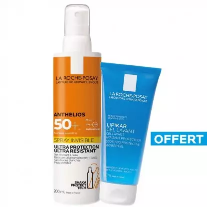 La Roche-Posay Spray solaire Anthelios SPF50+ 200ml + Gel lavant Lipikar 100ml Offert