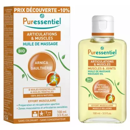 Puressentiel Articulations et Muscles Huile massage arnica & gaulthérie Bio - 100ml