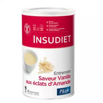 Insudiet entremets saveur vanilles éclats amande 300g