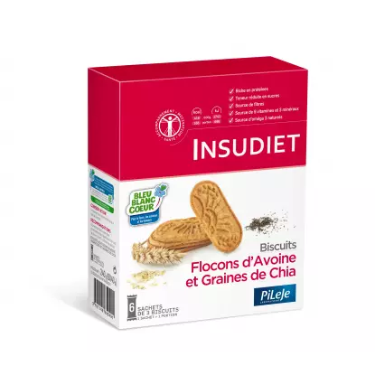 Insudiet biscuits flocons d'avoine et graines de chia