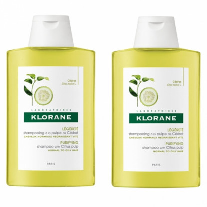 Klorane shampooing vitamine a la pulpe de cedrat 2x400ml