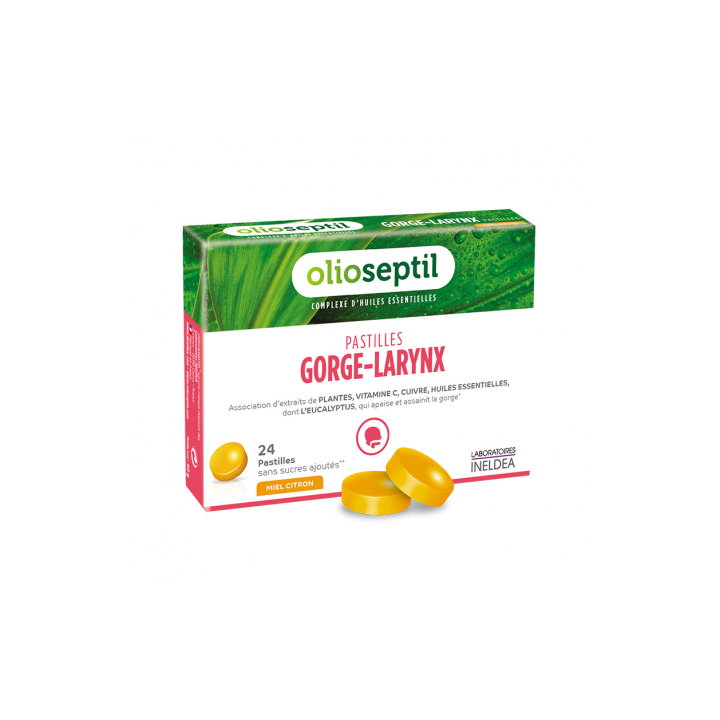 Ineldea Olioseptil Pastilles gorge larynx miel-citron - 24 pastilles