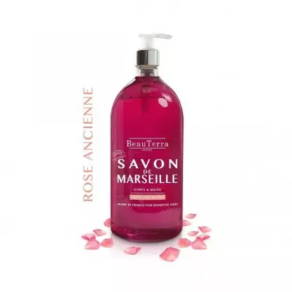 Beauterra savon de Marseille rose ancienne corps et mains 1L