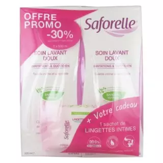 Saforelle Soin lavant doux 2X500ml + lingettes offertes
