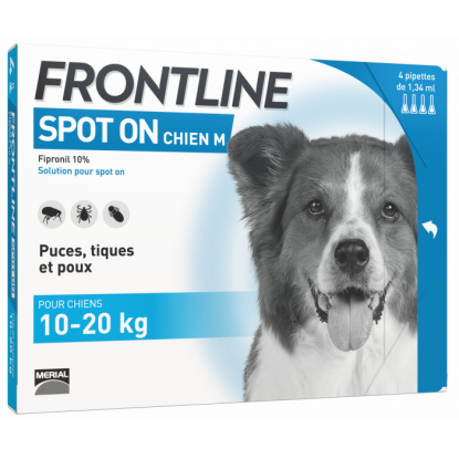 Frontline spot on chien M 10 à 20 kg 4 pipettes