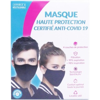Pharma Nature Masque au cuivre FFP2 réutilisable et lavable 60 fois - Noir - Taille M