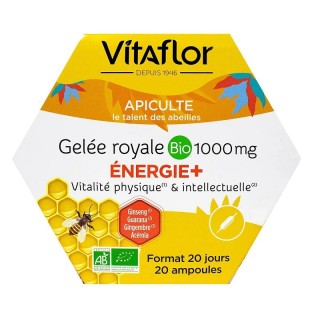 Vitaflor Gelée Royale Bio 1000 mg énergie+ - 20 ampoules