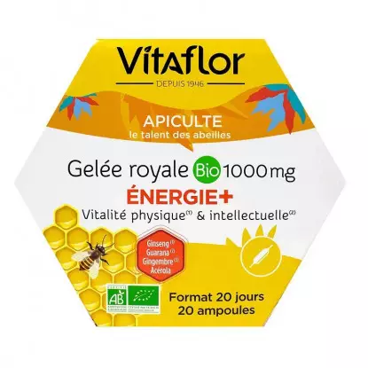 Vitaflor Gelée Royale Bio 1000 mg énergie+ - 20 ampoules