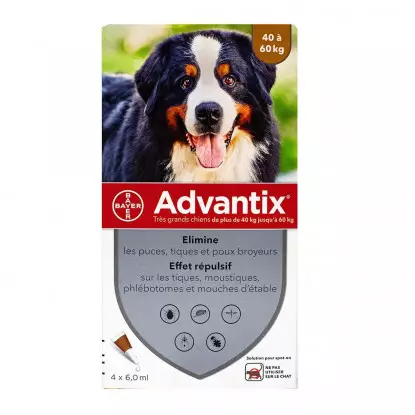 Advantix Chien Solution antiparasitaire très grande race 40 à 60 kg - 4 pipettes
