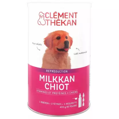 Clément Thékan Milkkan Chien Lait maternisé 400g + Biberon et tétines