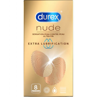 Durex Nude Extra lubrification - 8 préservatifs