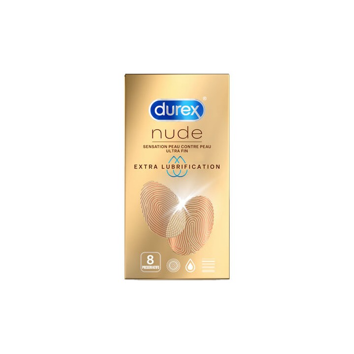 Durex Nude Extra lubrification - 8 préservatifs