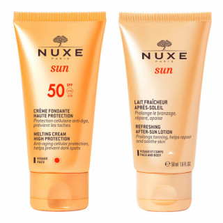 Nuxe Sun Crème fondante haute protection SPF50 50ml + Lait fraîcheur après-soleil 50ml Offert