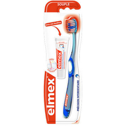 Elmex Précision Brosse à dents souple + Mini dentifrice Offert
