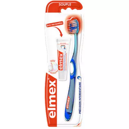 Elmex Précision Brosse à dents souple + Mini dentifrice Offert