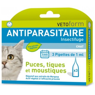 Vetoform Antiparasitaire chat - 3 pipettes