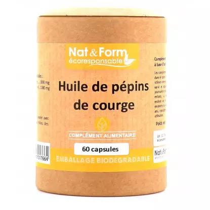 Nat&Form Huile de pépins de courge - 60 capsules