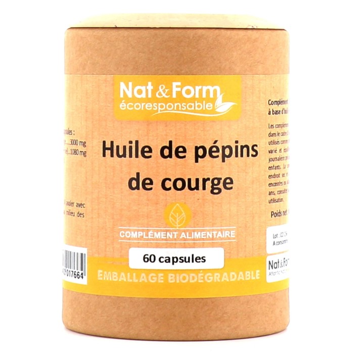 Nat&Form Huile de pépins de courge - 60 capsules