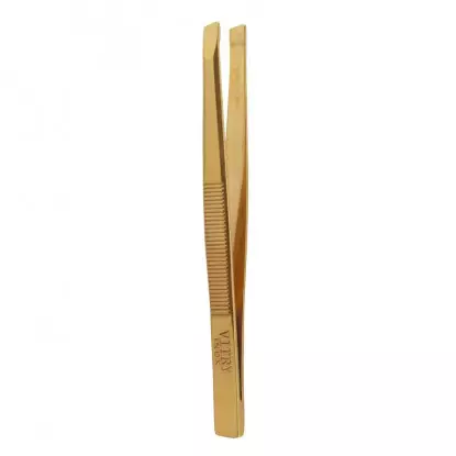 Pince à épiler prestige inox dorée mors biais