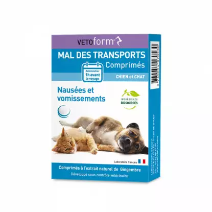 Vetoform Mal des transports chien et chat - 30 comprimés