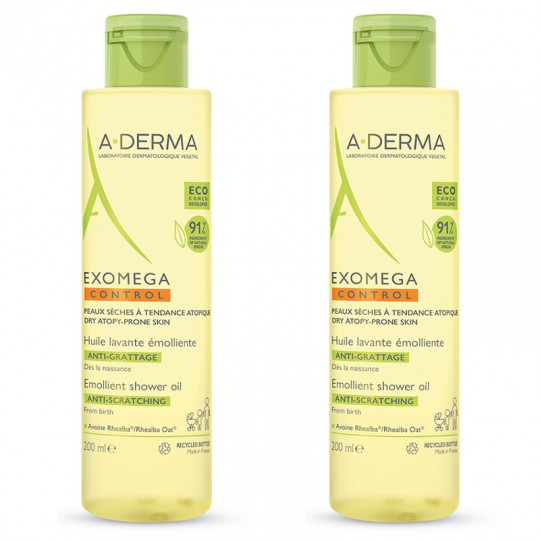 A-Derma Exomega Control Huile lavante émolliente - 2 x 500ml