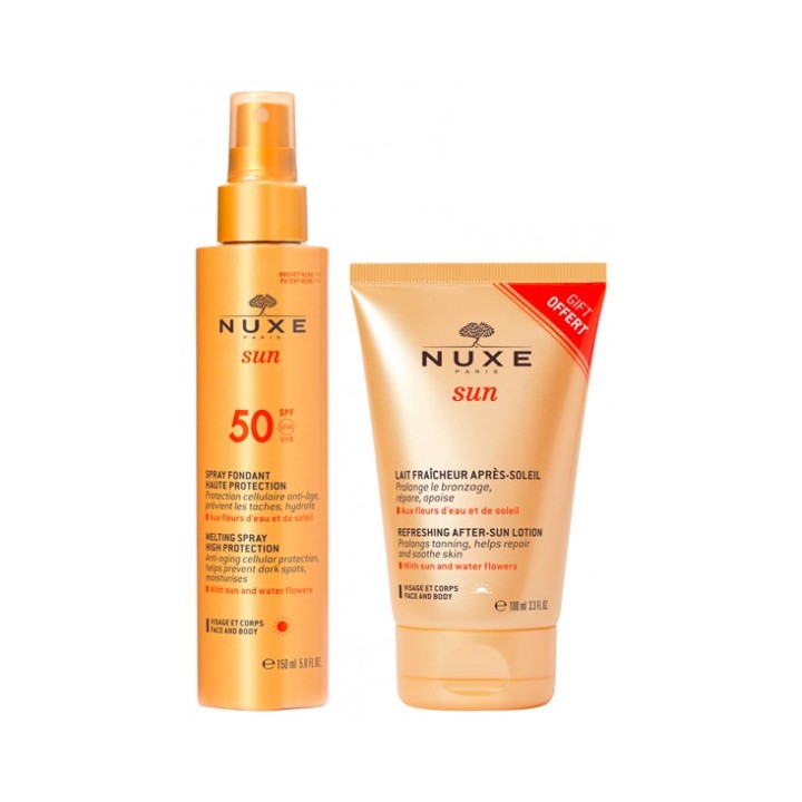 Nuxe Sun Spray fondant haute protection SPF50 150ml + Lait fraîcheur après-soleil 100ml Offert