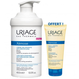 Uriage Xémose Crème relipidante anti-irritations 400ml + Xémose Huile lavante 200ml Offerte