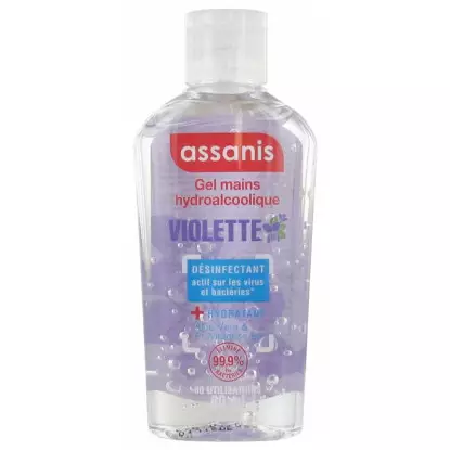 Assanis Gel hydroalcoolique sans rinçage mains - Senteur violette - 80ml