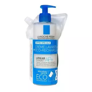 La Roche-Posay Lipikar Syndet AP+ Crème lavante relipidante 400ml + Éo-recharge 400ml