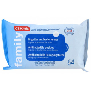 Assanis Family Lingettes antibactériennes - 64 lingettes