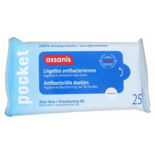 Assanis Pocket Lingettes antibactériennes - 25 lingettes