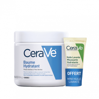 Cerave Baume hydratant visage et corps - 454g + Mini Huile 15ml Offerte