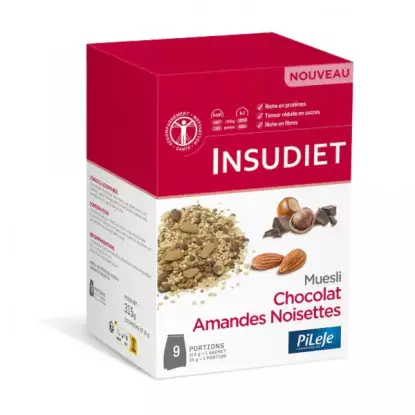 Insudiet Muesli Chocolat Amandes Noisettes - 9 portions de 35g