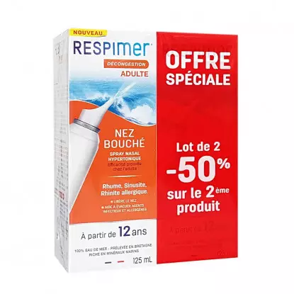 Respimer Décongestion Spray nasal nez bouché - Lot de 2 x 125ml