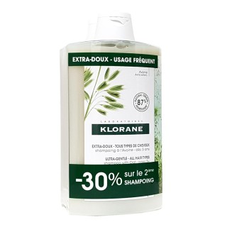 Klorane Shampoing extra-doux au lait d'avoine - Lot de 2 x 400ml