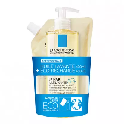 La Roche-Posay Lipikar Huile lavante AP+ 400ml + Éco-recharge de 400ml