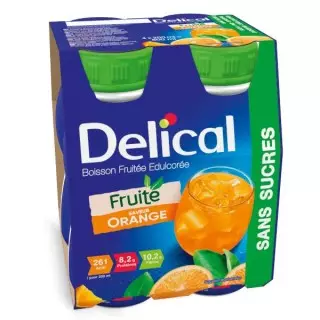 Delical Boisson fruitée sans sucres orange - 4x200ml