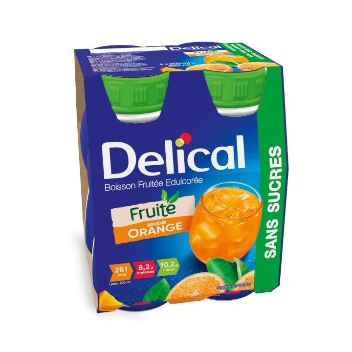 Delical Boisson fruitée sans sucres orange - 4x200ml