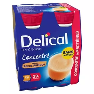 Delical Boisson HP/HC concentré en protéines sans lactose pêche abricot - 4x200ml