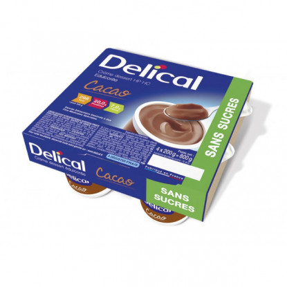 Delical Crème dessert HP/HC édulcorée sans sucres cacao - 4x200g