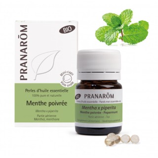 Pranarôm Perles d'huile essentielle Menthe poivrée Bio - 60 perles