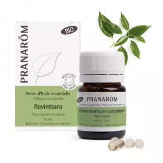 Pranarôm Perles d'huile essentielle Ravintsara Bio - 60 perles