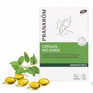 Pranarôm Aromaforce Capsules Nez-Gorge Bio - 30 capsules