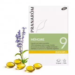 Pranarôm Oléocaps+ 9 Mémoire Bio - 30 capsules