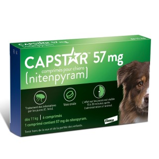 Elanco Capstar anti-puces 57mg pour chiens +11 kg - 6 comprimés