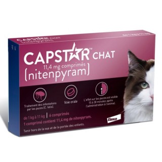 Elanco Capstar anti-puces 11,4mg Chat de 1 à 11 kg - 6 comprimés