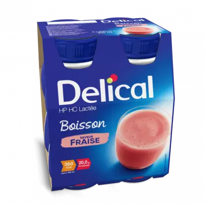 Delical Boisson lactée HP/HC fraise - 4x200ml