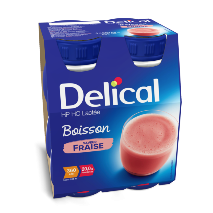 Delical Boisson lactée HP/HC fraise - 4x200ml